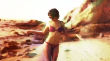 sunrise adlı bir bikini plaj güzel kız dansları