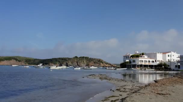 Beautiful coastline and crystal blue sea, es grau, menorca — Stock Video