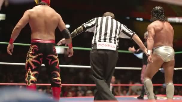 Ringside no famoso lucha libre mexicana wrestling na arena mexico — Vídeo de Stock