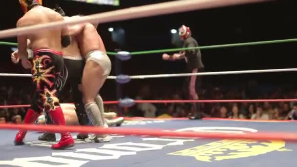 Ringside på berömda lucha libre mexikanska brottning på arena mexico — Stockvideo