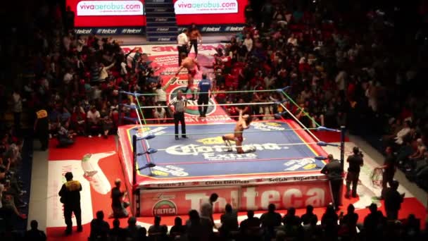 Lado del ring en la famosa lucha libre mexicana en arena mexicana — Vídeos de Stock
