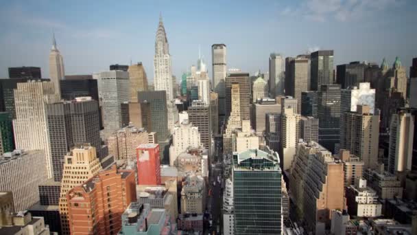 Ουρανοξύστες και πύργους με θέα στον ορίζοντα του Μανχάταν — Αρχείο Βίντεο