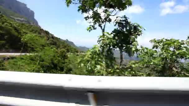 View from a car in the monserrat mountains, spain — Stock Video