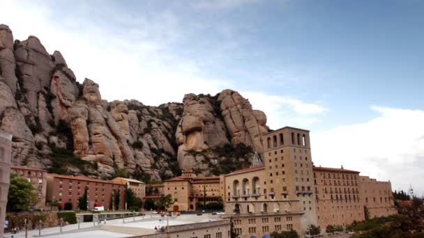 Timelpase of the monestry in montserrat mountains in catalonia — Stock Video