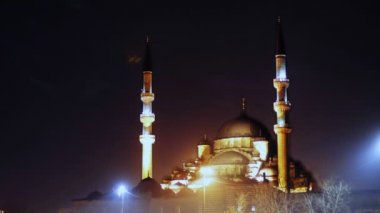 yeni cami cami İstanbul, Türkiye, gece