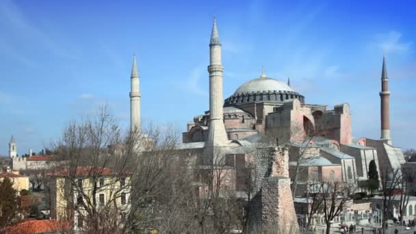 Posouvání timelapse hagia sofia kostel v Istanbulu — Stock video