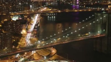 alt manhattan skyline ve brooklyn Köprüsü'nün Timelapse