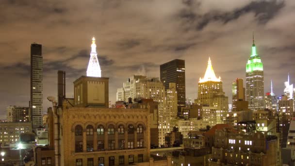 Хронология горизонта Манхэттена с Эмпайр Стейт — стоковое видео