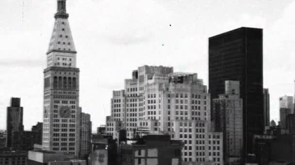抽象不稳老电影风格 timelapse 的曼哈顿天际线 — 图库视频影像