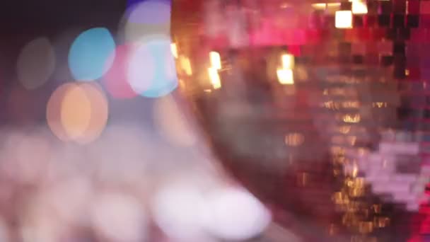 Abstract shot of in a nightclub, close-up of a glitterball — Stock Video