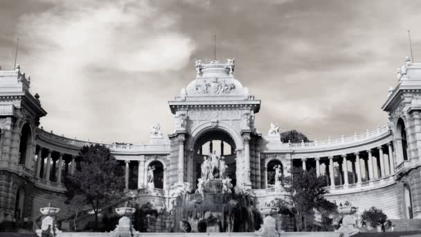 Timelapse of palais longchamp, marseille — Stock Video