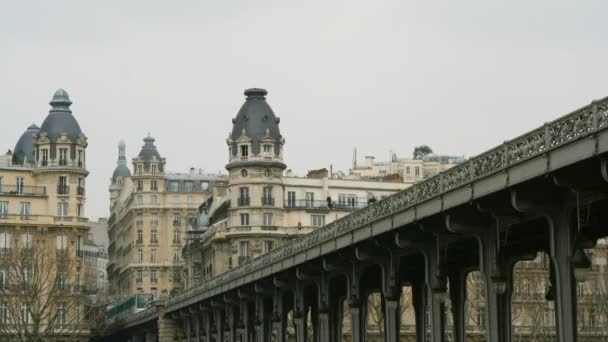 Metro train passing overhead, paris, france — Stock Video