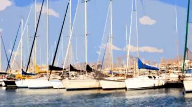 Yat ve tekne içinde küçük bir güzel liman, Marsilya, Timelapse