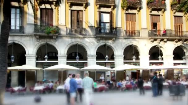 Pannen timelapse van plaza reial, barcelona, Spanje — Stockvideo