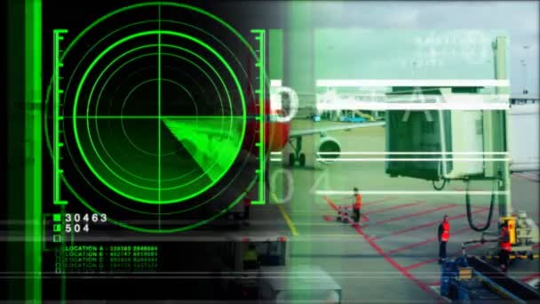 雷达、 民航和气象数据和信息的剪贴画 — 图库视频影像