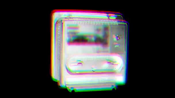 Остановить движение фантастического ретро-красного телевизора — стоковое видео
