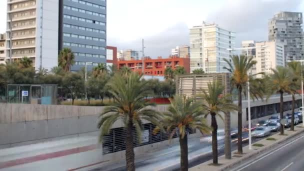 Timelapse d'une scène de rue à Barcelone au coucher du soleil — Video