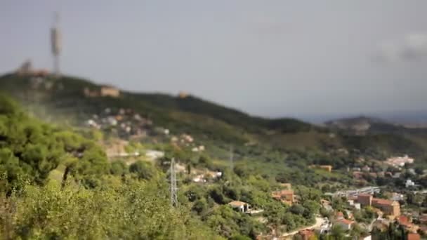 Пан над городом Барселона с холмов в collserola — стоковое видео
