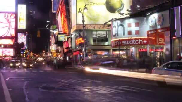 Times square in de nacht, new york — Stockvideo