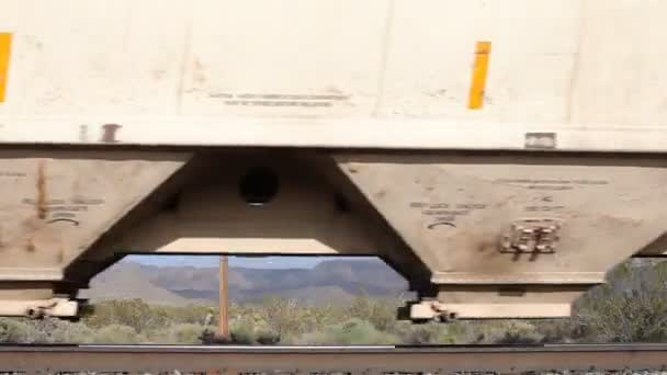 Очень длинный грузовой поезд, проходящий в Америке — стоковое видео