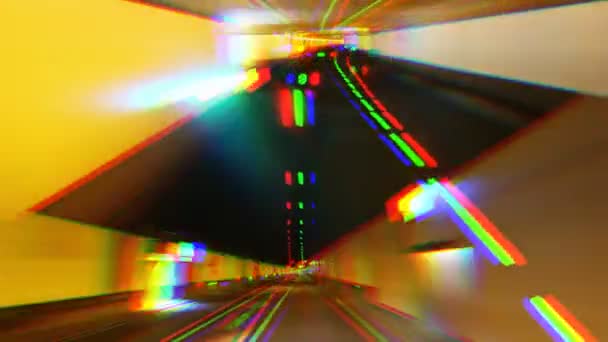 通过与灯光隧道驾驶的 timelpase — 图库视频影像
