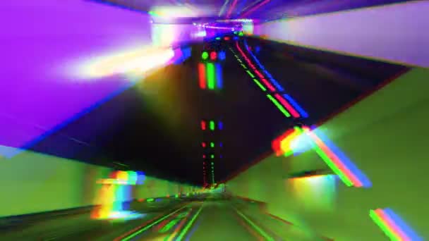 Timelpase van het rijden door een tunnel met verlichting — Stockvideo