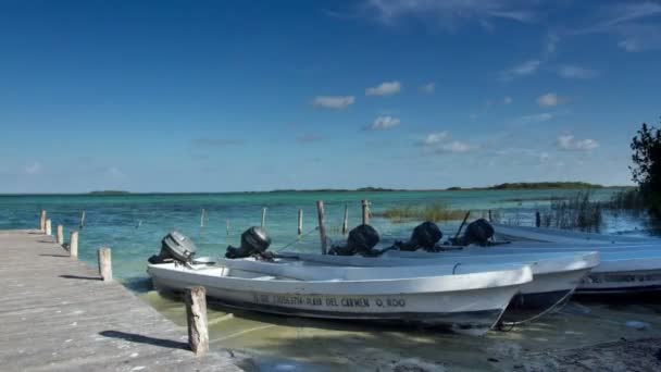 Timelapse of small fishing boats — Stock Video