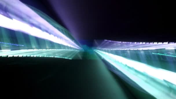 Estranho padrão de luz de uma ponte à noite em valencia — Vídeo de Stock