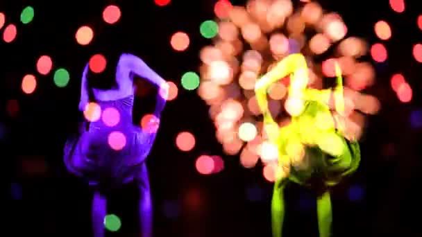 Danse féminine sexy avec fond abstrait de fête — Video