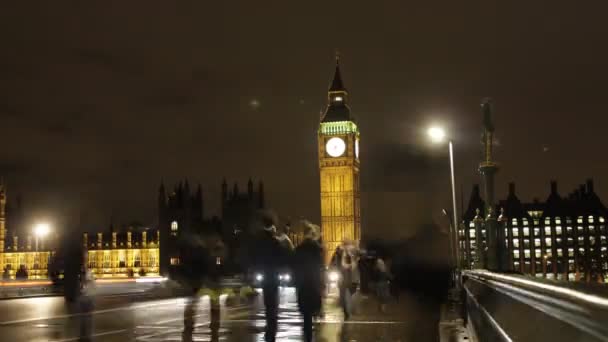 In stopmotion ve westminster Köprüsü'nde araçlar — Stok video