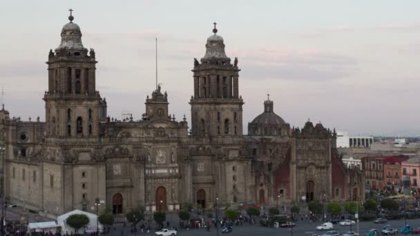 Day to night time-lapse of the zocalo in mexico city — Stock Video