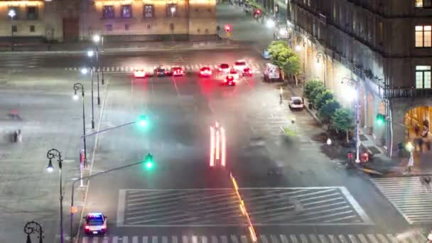 Time-lapse av zocalo i mexico city på natten — Stockvideo