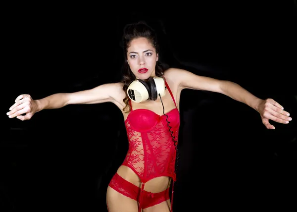 Dancing lingerie woman — Stock Photo, Image