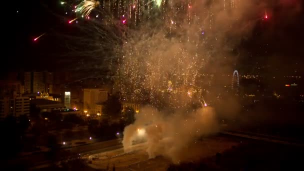 Vuurwerk explosie nacht valencia festival — Stockvideo