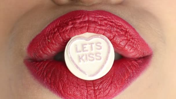 Love heart sweets — Stockvideo