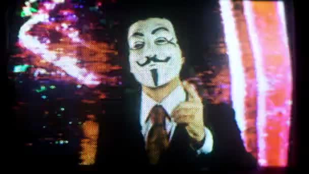 Un uomo con una v anonima per maschera di vendetta — Video Stock