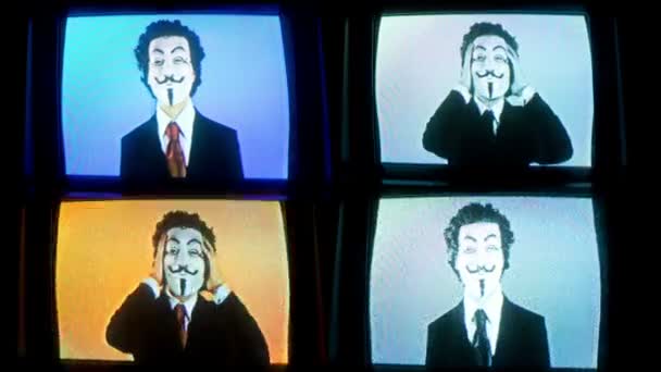 Egy ember, egy névtelen v for vendetta maszk — Stock videók