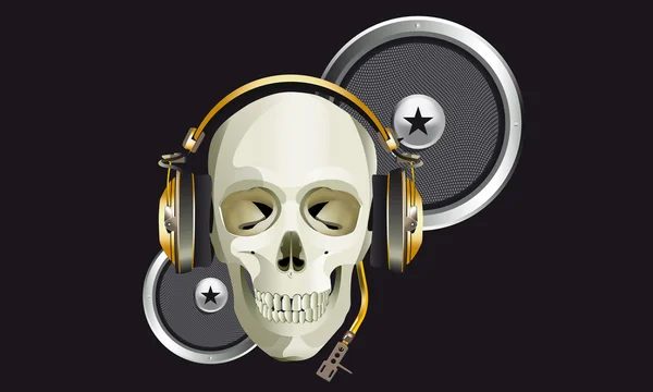 Scull dj avec écouteurs — Image vectorielle