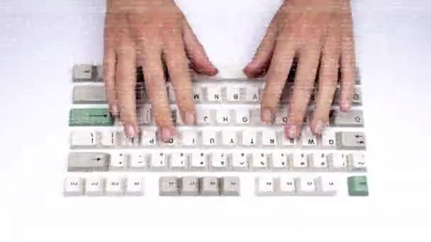 Loose keyboard keys with hands typing — Stock Video