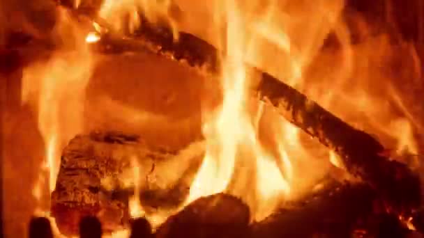 Flammen in einem Kaminfeuer — Stockvideo