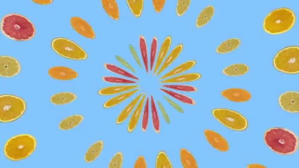 Berputar animasi buah jeruk — Stok Video