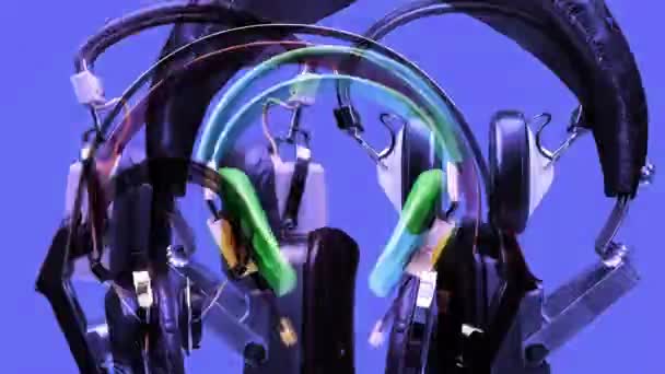 Overlays of changing vintage headphones — Vídeo de Stock