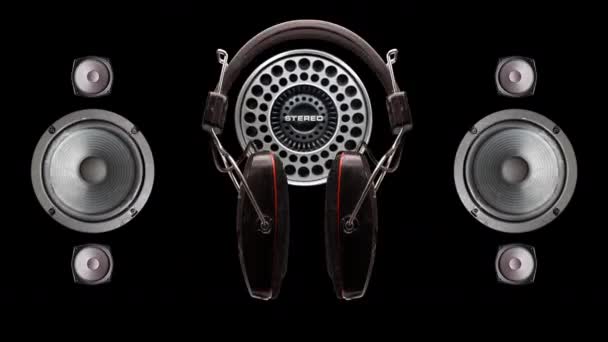 Sequence of changing vintage headphones — 图库视频影像