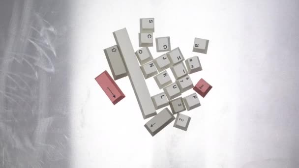 Losse computer keyboard keys moving around — Stock Video