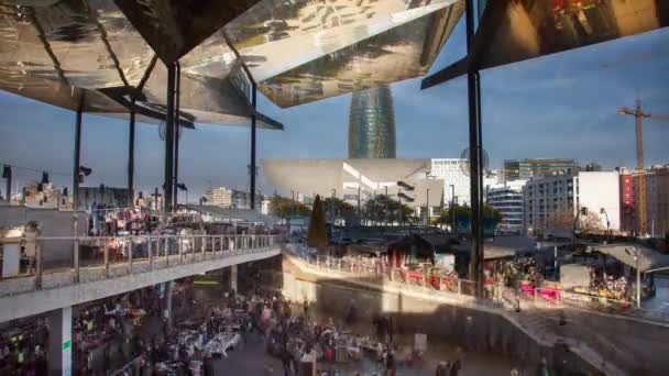 Barcelona encants market timelpase looping — Stockvideo