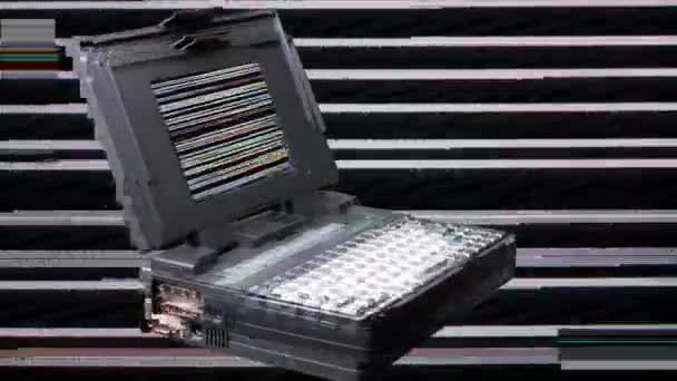 Vintage laptop with glitch — Wideo stockowe