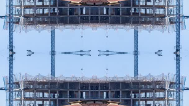 Высокое здание в стадии строительства в Барселоне — стоковое видео