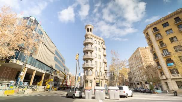 Zeitraffer der strret corner in barcelona — Stockvideo