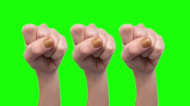 Πολλαπλά emale χέρια κάνοντας σημάδι διαμαρτυρίας — Αρχείο Βίντεο