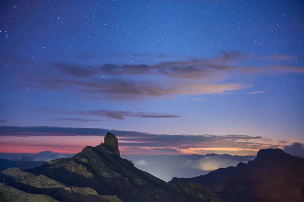 Roque nublo in gran canaria at night — Stock Photo, Image